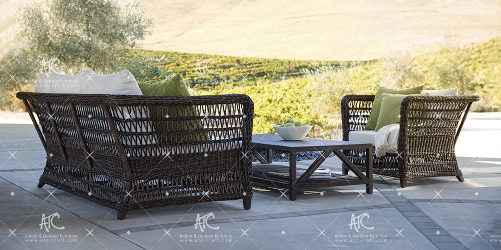 High-quality, luxurious plastic rattan sofa table set model