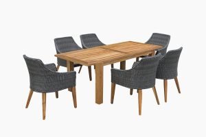 Deep Seating Wicker Dining Set And Wood Table