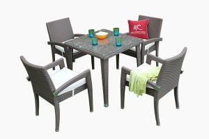 Patio outdoor poly rattan dining set