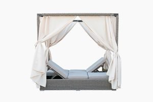 Rattan garden sunbed lounger