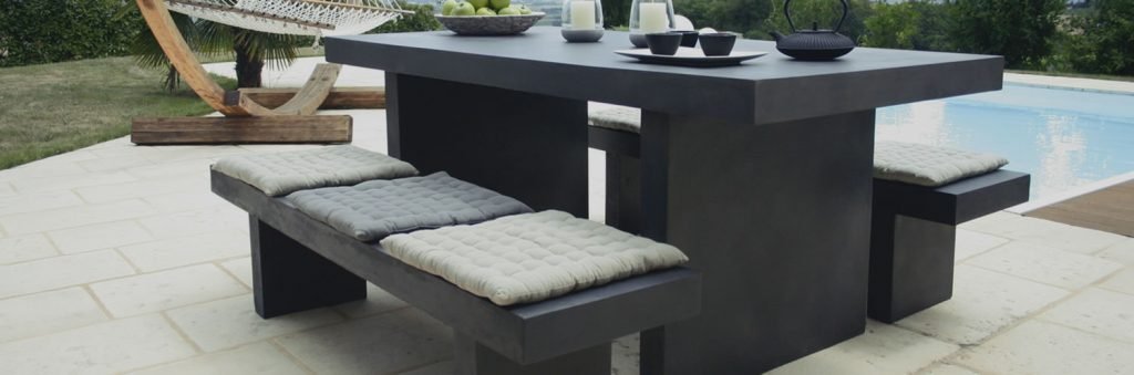 Dark gray concrete dining set