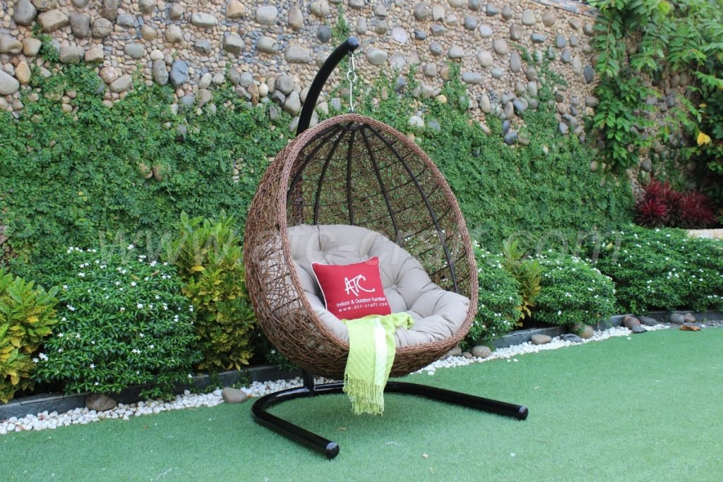 Brown rattan hammock hanging chair by ATC Furniture