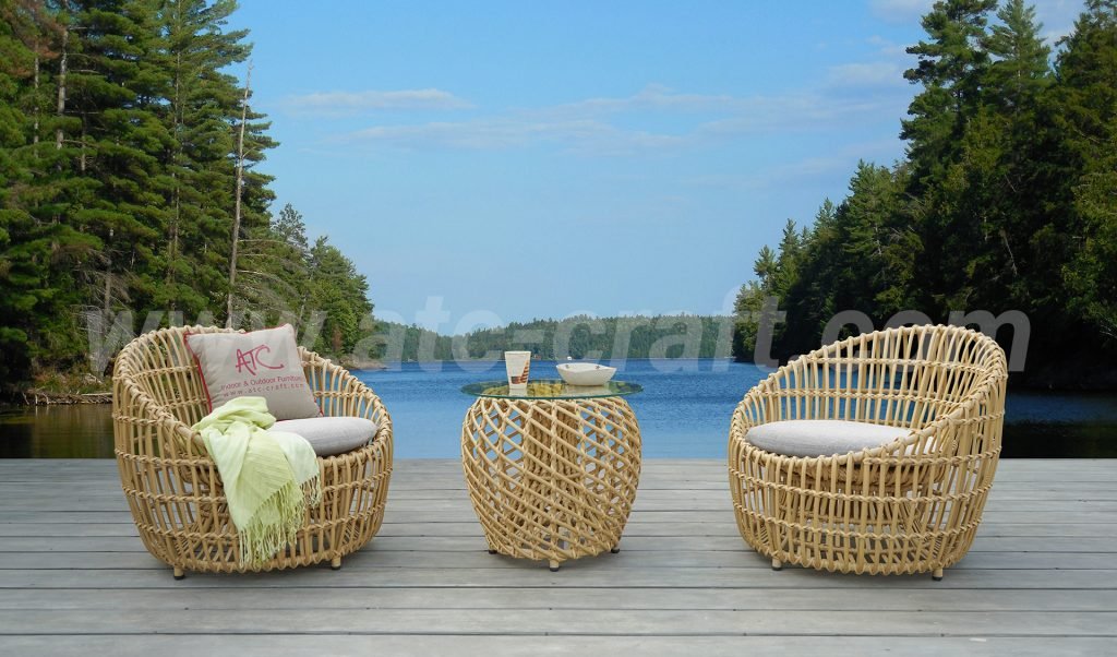 Outdoor 2 Person Bamboo Round Sofa Set