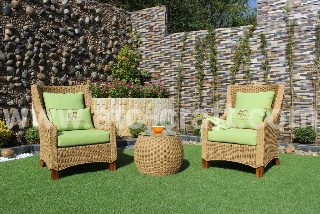 Poly Water Hyacinth Mini Outdoor Sofa Set For Balcony