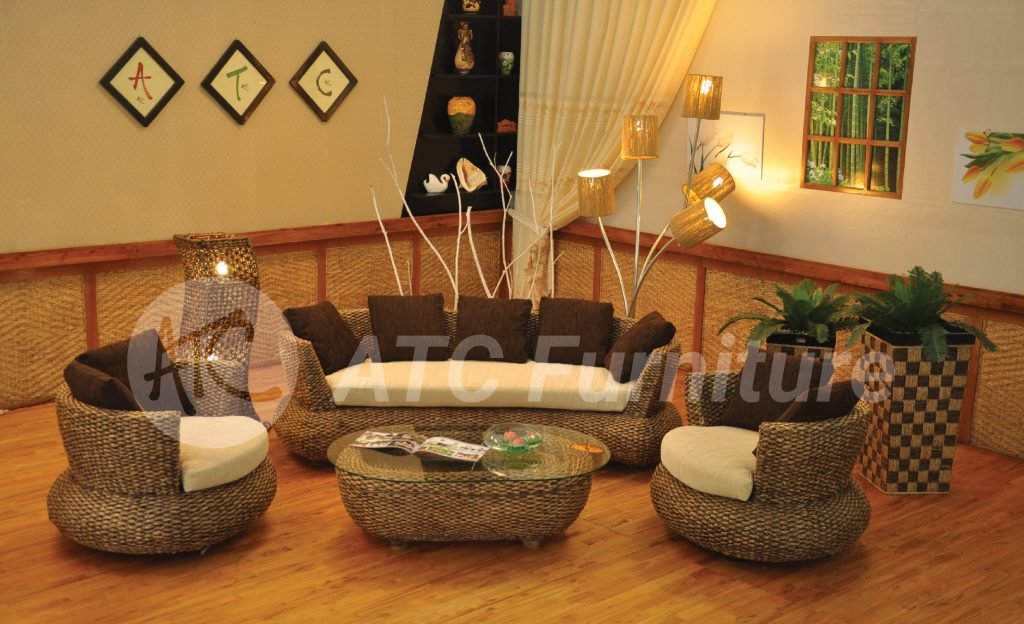 Water hyacinth sofa set with bold colours of the southwest Viet Nam