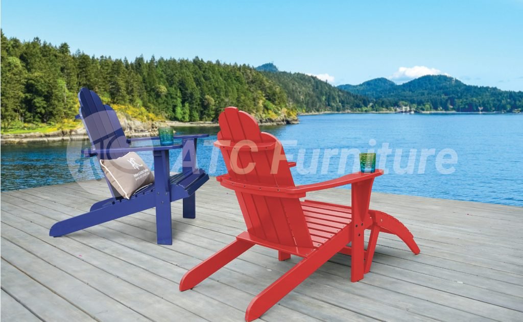 Adirondack wooden relaxation chair for outdoor areas