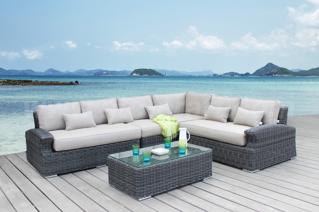 The PE rattan L-shaped sofa set