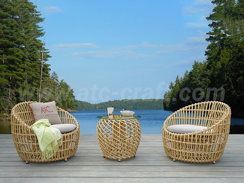 Outdoor 2 Person Bamboo Round Sofa Set