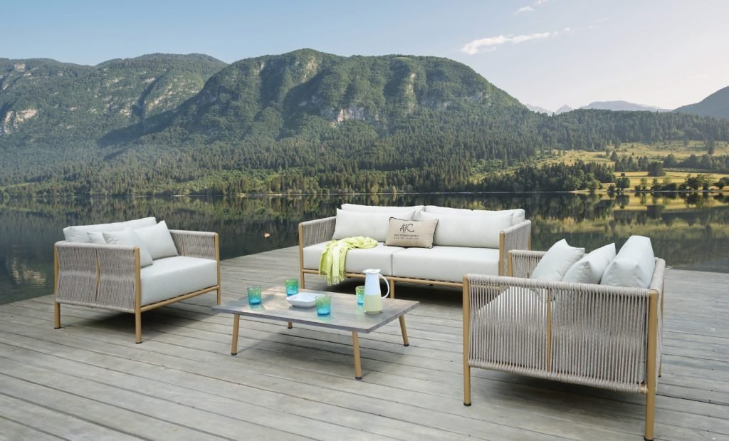 PE rope wicker outdoor sofa set 3-1-1