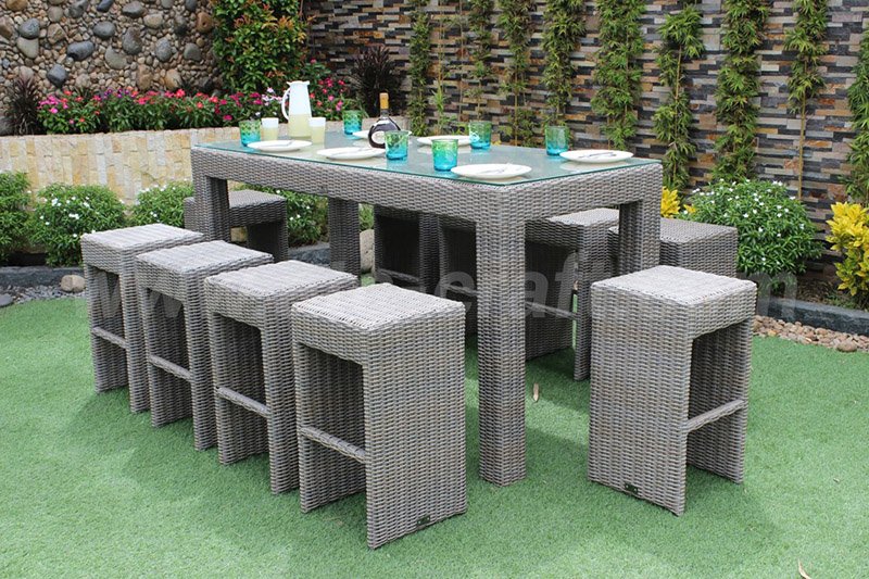 Resin rattan bar coffee table set