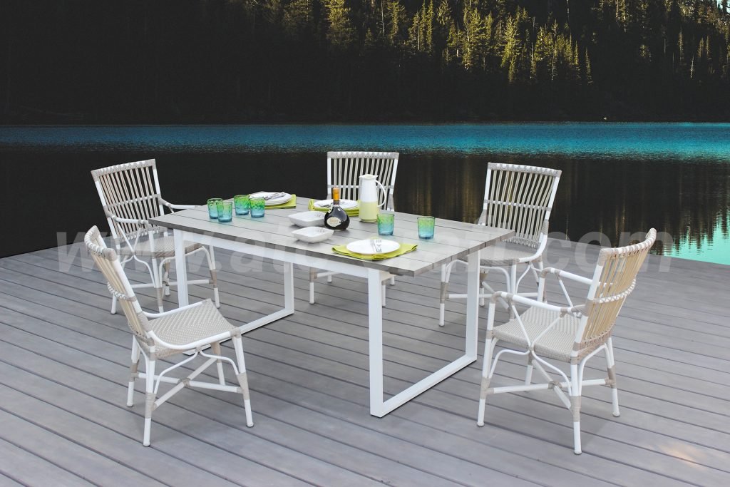 aluminum frame rattan dining set with high backrest chair rads-236