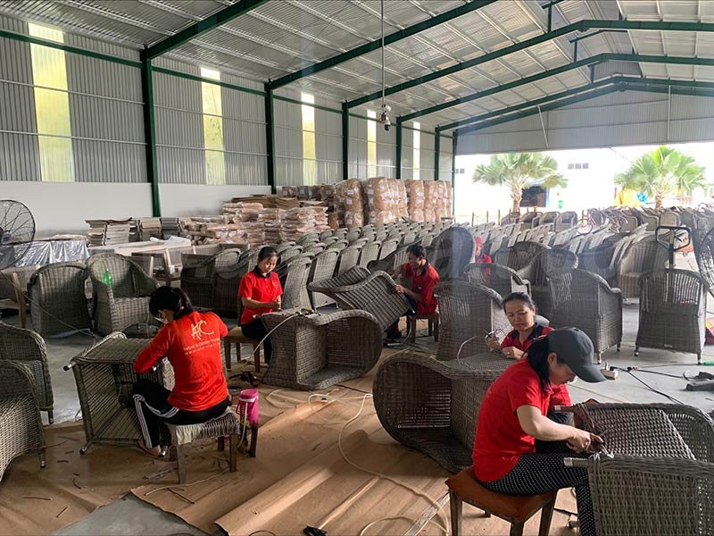 The knitting area is the place to create impressive and unique resin rattan furniture