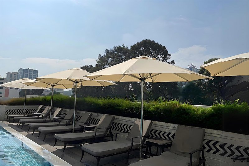  Poolside lounge with outdoor parasol